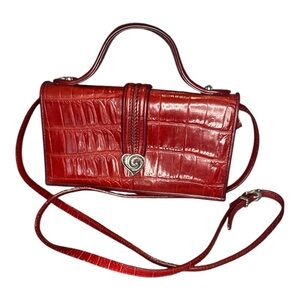 Vintage Brighton Richmond red croc leather embossed Crossbody satchel